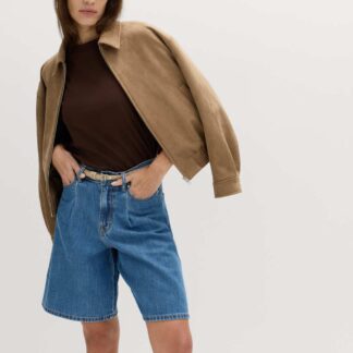 M&S Denim Pleat Front Wide Shorts Medium Indigo