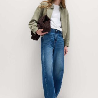 M&S Mid Rise Barrel Jeans Medium Indigo