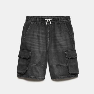 M&S Pure Cotton Denim Cargo Shorts (6-16 Yrs) Black