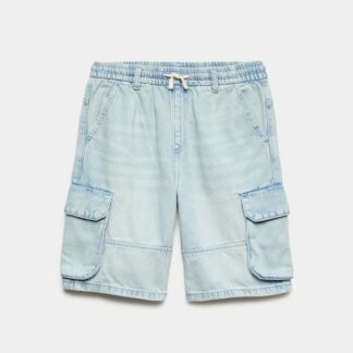 M&S Pure Cotton Denim Cargo Shorts (6-16 Yrs) Dark Denim