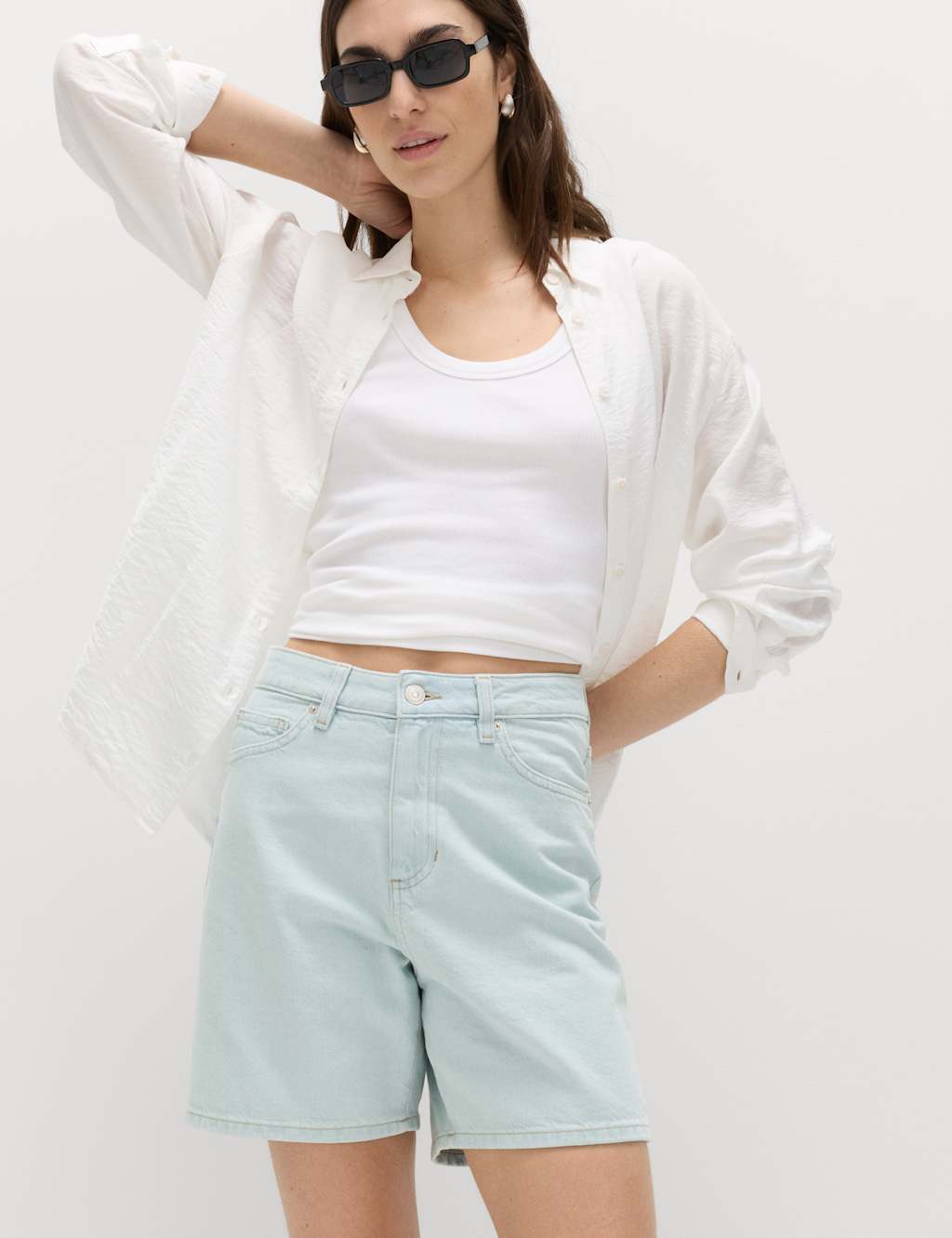 M&S Pure Cotton Denim Classic Shorts Light Indigo