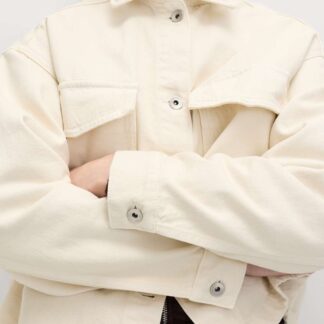 M&S Pure Cotton Denim Relaxed Shacket Ecru