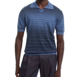 Maurizio Baldassari Striped Johnny Collar Knit Polo