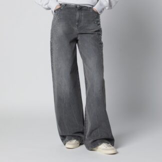 Melody vintage-wash cotton boyfriend jeans, grey