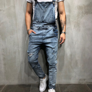 Men's Denim Overall Jeans Workwear Cargo Jumpsuits