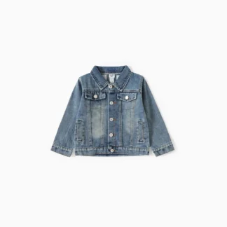 Mom and Me Light Blue Letter Design Long-sleeve Distressed Denim Jackets