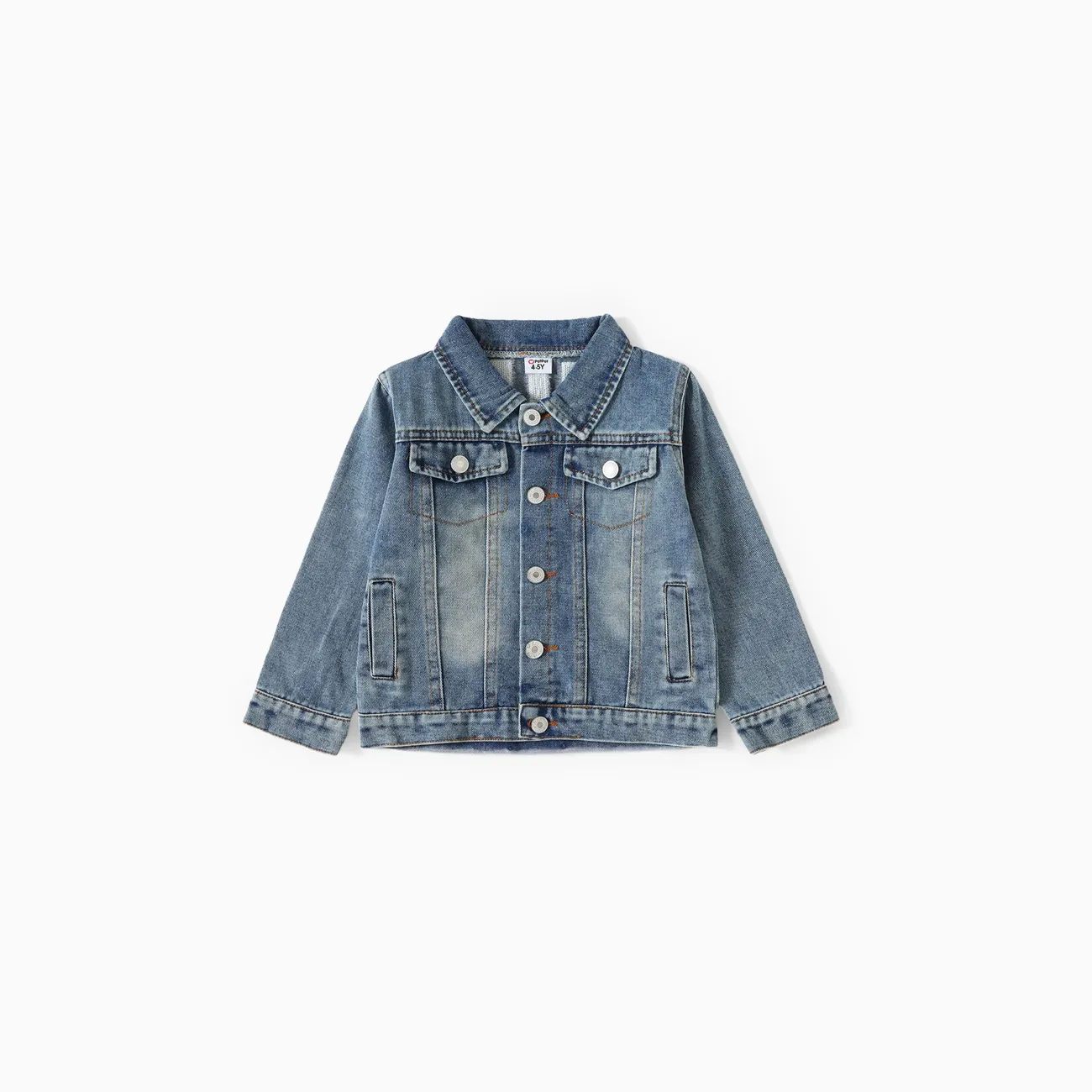 Mom and Me Light Blue Letter Design Long-sleeve Distressed Denim Jackets