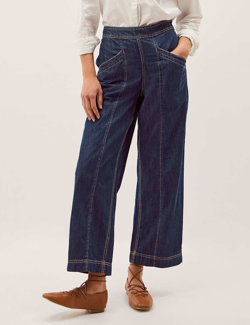 Monsoon Mid Rise Straight Leg Ankle Grazer Jeans Indigo