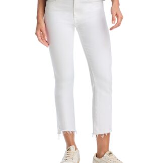 Mother Petites Lil Insider Mid Rise Crop Step Fray Jeans in Fairest of Them All