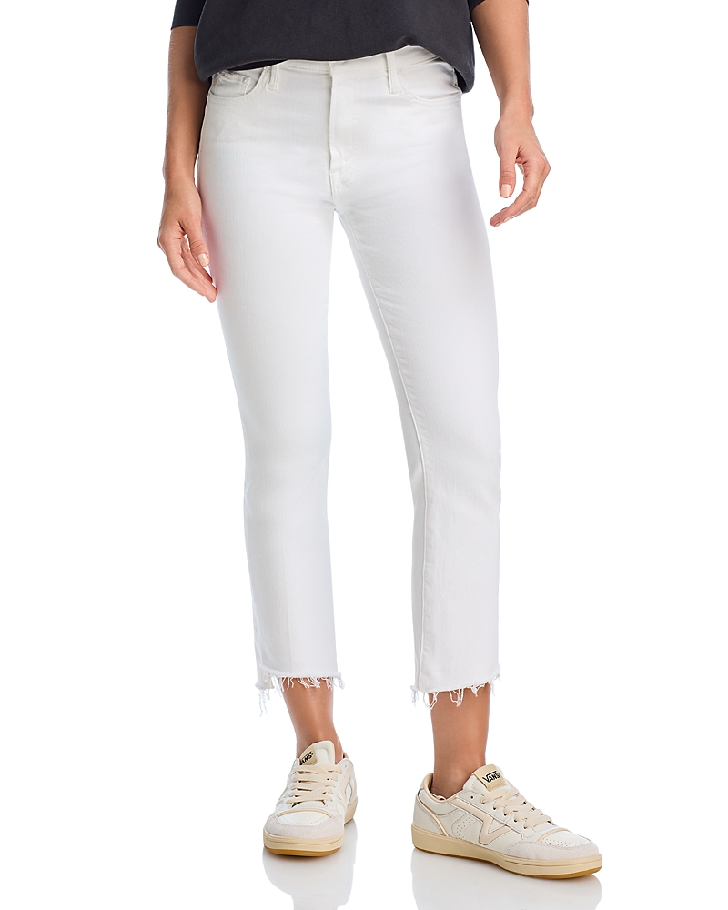 Mother Petites Lil Insider Mid Rise Crop Step Fray Jeans in Fairest of Them All