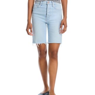 Mother Rider High Rise Denim Bermuda Shorts in Cowabunga