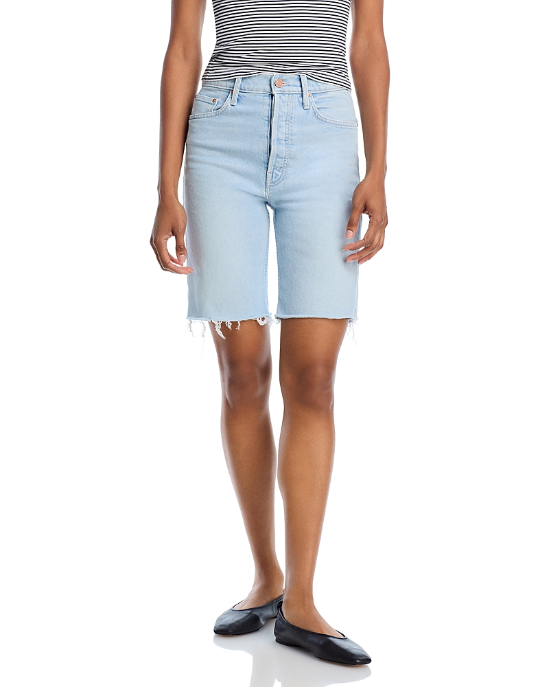 Mother Rider High Rise Denim Bermuda Shorts in Cowabunga