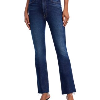Mother The Hustler Flood Fray High Rise Jeans in Kicks And Riffs