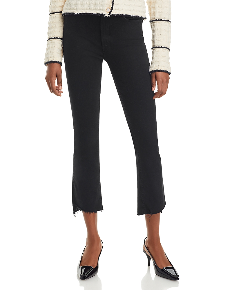 Mother The Insider High Rise Crop Step Fray Bootcut Jeans in Not Guilty