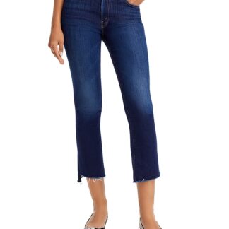 Mother The Insider High Rise Crop Step Fray Bootcut Jeans in Off Limits