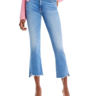 Mother The Insider High Rise Crop Step Fray Bootcut Jeans in Out Of The Blue