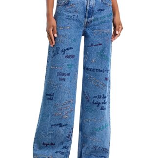 Mother The Mid Rise Double Dip Nerdy Jeans in Alphabet Soup