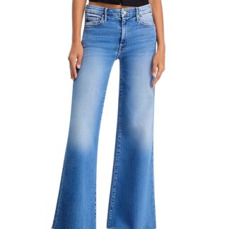 Mother The Roller High Rise Wide Leg Jeans in Riding the Cliffside