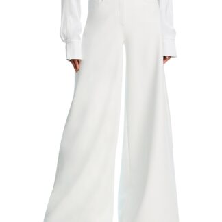 Norma Kamali Elephant High Rise Faux Leather Jeans in Snow White
