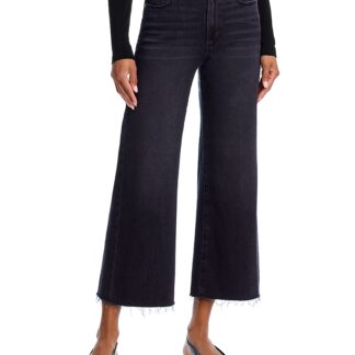 Paige Anessa High Rise Wide Leg Ankle Jeans in Black Lotus