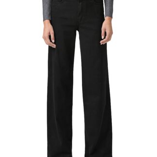 Paige Anessa High Rise Wide Leg Jeans in Black Shadow
