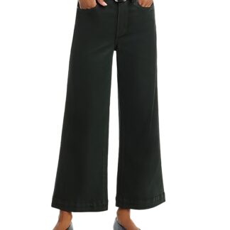 Paige Anessa High Rise Wide Leg Jeans in Dark Rosin Luxe Coating