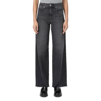Paige Anessa High Rise Wide Leg Jeans in Viper Black Distressed