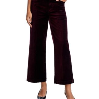 Paige Anessa High Rise Wide Leg Velvet Jeans in Aubergine