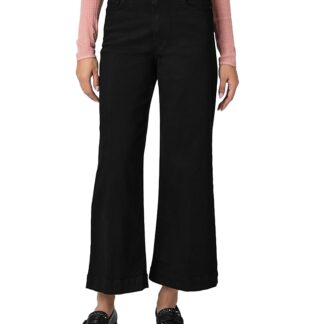 Paige Anessa Petite High Rise Wide Leg Jeans in Black Shadow