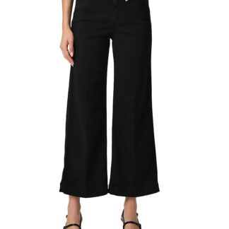 Paige Annessa Cropped Wide Leg Jeans in Black Shadow
