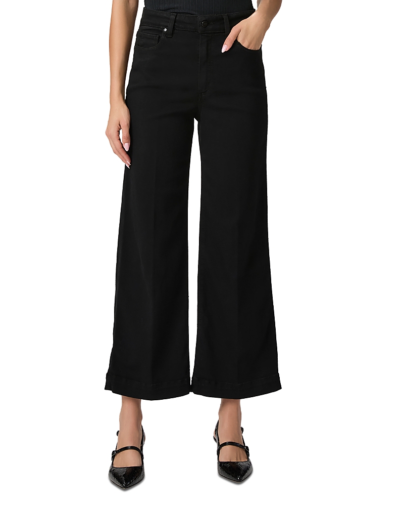 Paige Annessa Cropped Wide Leg Jeans in Black Shadow