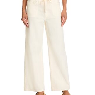 Paige Ari High Rise Drawstring Wide Leg Jeans in Quartz Sand