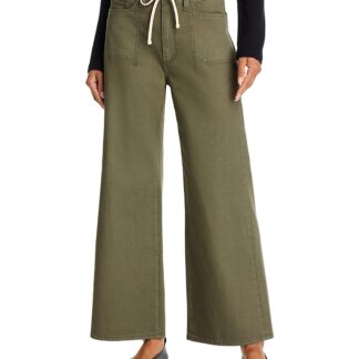 Paige Ari High Rise Drawstring Wide Leg Jeans in Vintage Forester Green