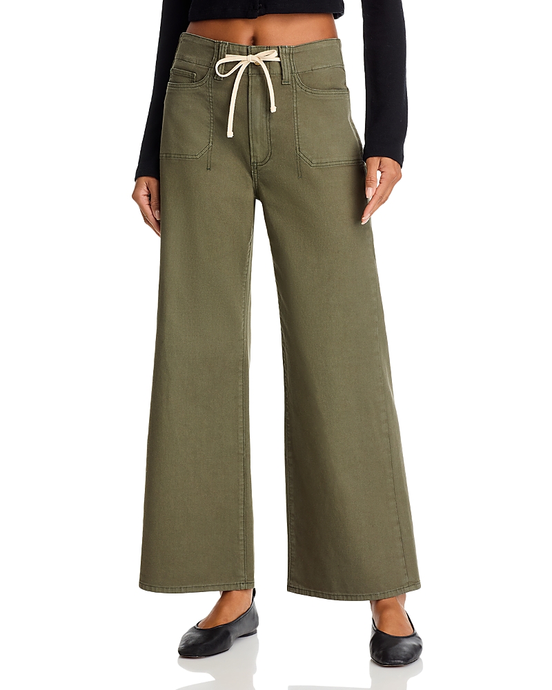 Paige Ari High Rise Drawstring Wide Leg Jeans in Vintage Forester Green