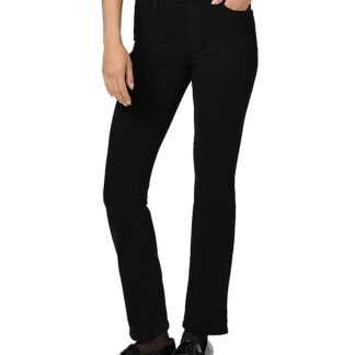 Paige Cindy Petite High Rise Straight Leg Jeans in Black Shadow