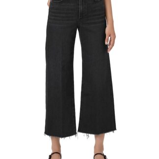 Paige Petites Anessa High Rise Wide Leg Jeans in Black Lotus