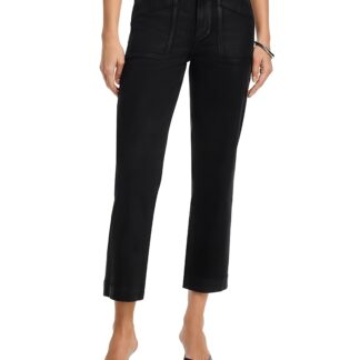 Paige Quincy Mid Rise Ankle Jeans in Black Fog Luxe Coating