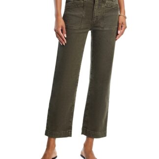 Paige Quincy Mid Rise Relaxed Ankle Jeans in Vintage Forest Moss