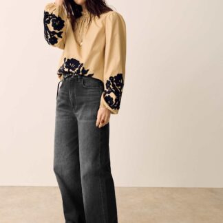 Per Una High Waisted Straight Leg Turn Up Jeans Black