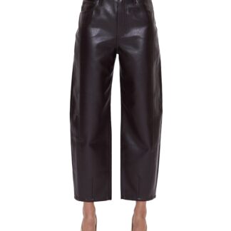 Pistola Eli High Rise Faux Leather Crop Jeans in French Roast