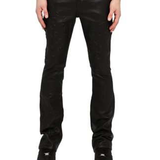 Purple Brand Flare Embossed Film Jeans in Black