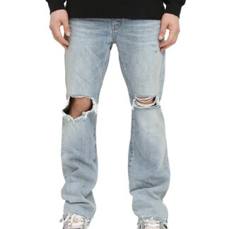 Purple Brand Lucca Fade Bootcut Distressed Jeans in Light Indigo