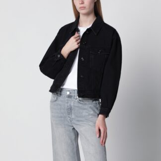 Quincy cropped black denim jacket in cotton