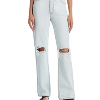 Re/Done 90s High Rise Loose Wide Leg Jeans in Bleach Destroy