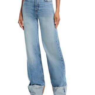 Re/Done High Rise Wide Leg Cuffed Jeans in Vintage Biker Blue