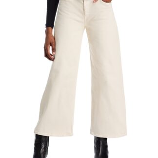 Re/Done Mid Rise Crop Wide Leg Jeans in White