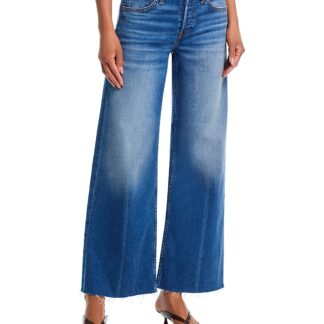 Re/Done Mid Rise Wide Leg Ankle Jeans in Viper Blue