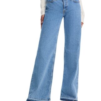 Re/Done Mid Rise Wide Leg Jeans in Azulito