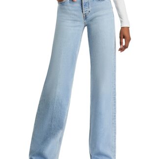 Re/Done Mid Rise Wide Leg Jeans in Mid 90s