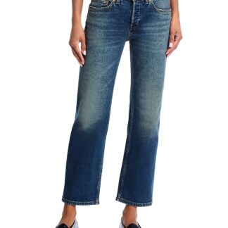 Re/Done Slim Straight Crop Jeans in Smoke Water